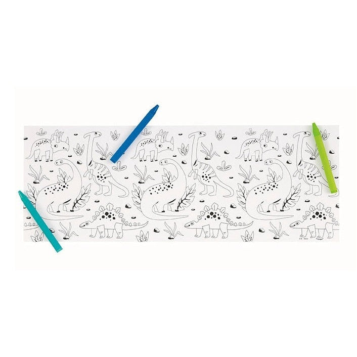 Blue & Green Dinosaur Coloring Rolls And Crayons, 3 Count