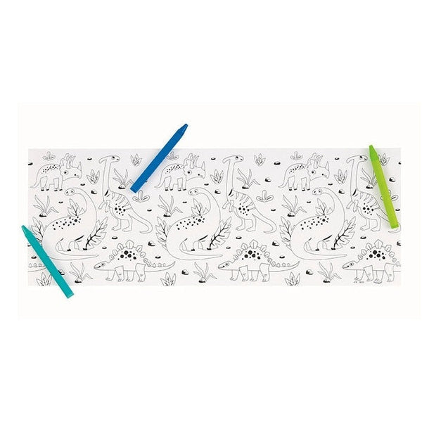 Blue & Green Dinosaur Coloring Rolls And Crayons, 3 Count
