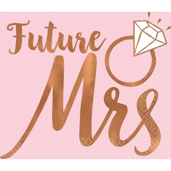 Blush Wedding Beverage Napkins Future Mrs. - Hot Stamped
