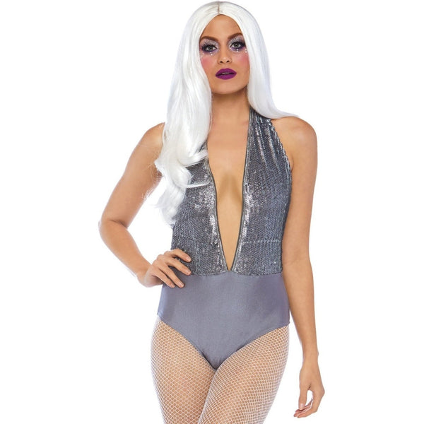 Bodysuit - Sequin Plunge Grey M