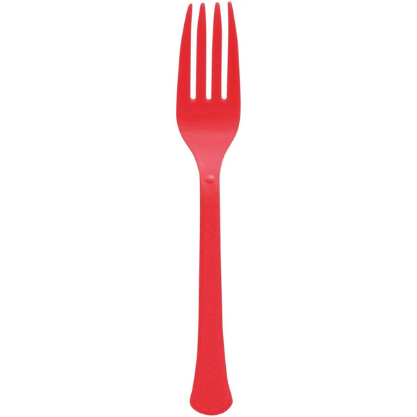 Boxed, Heavy Weight Forks, 20 Count. - Apple Red