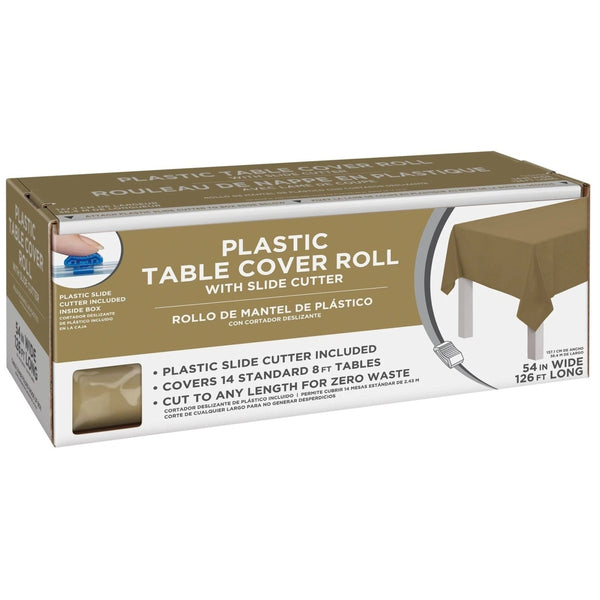 Boxed Plastic Table Roll - Gold 126'