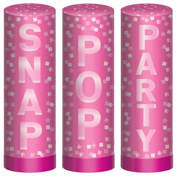 Bright Pink Confetti Poppers, 4"