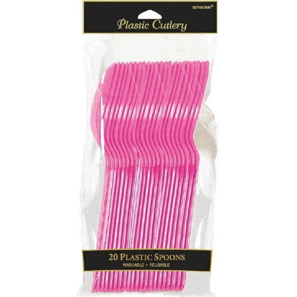 Bright Pink Plastic Spoons