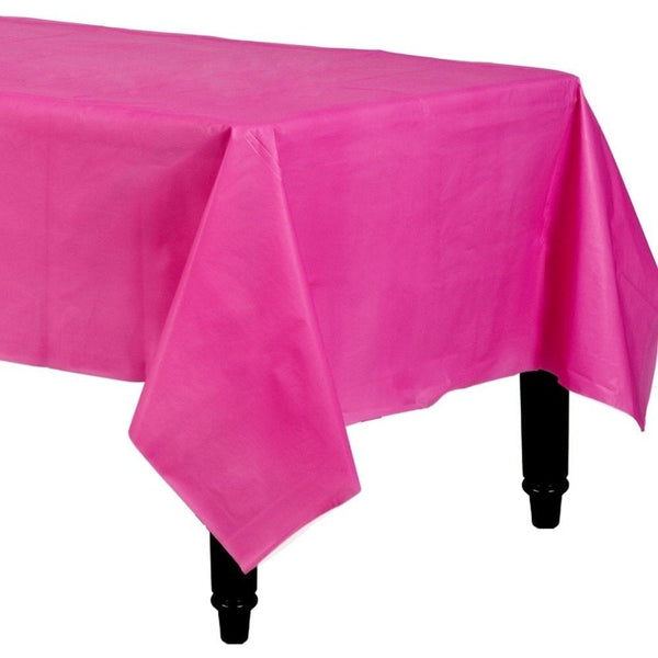 Bright Pink ReCountangular Plastic Table Cover, 54" X 108"