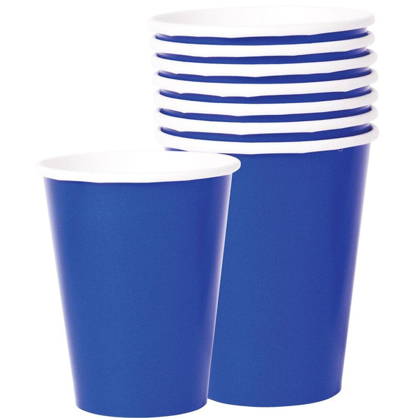 Bright Royal Blue Economy Solid Paper Cups, 9Oz.