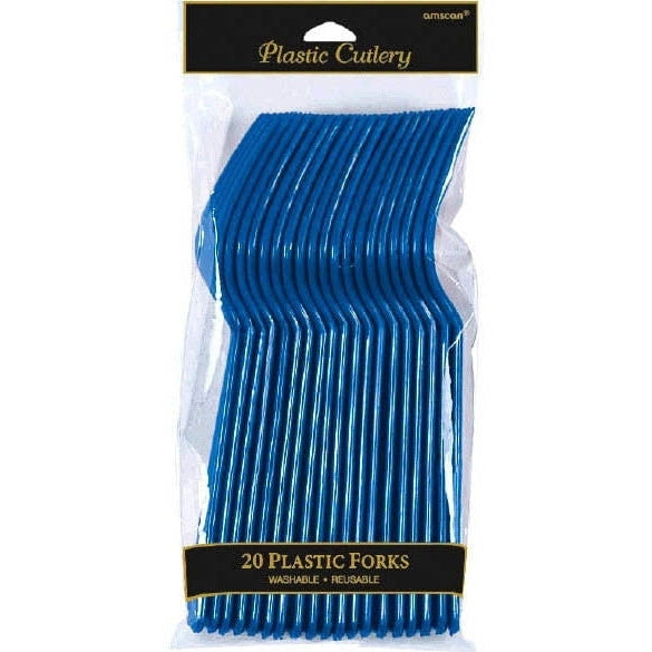 Bright Royal Blue Plastic Forks 20 Count