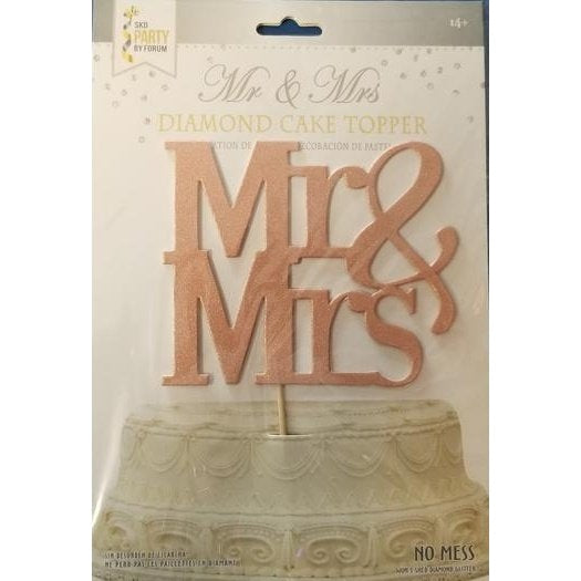 Cake Topper - Diamond Mr And Mrs Rose Gold