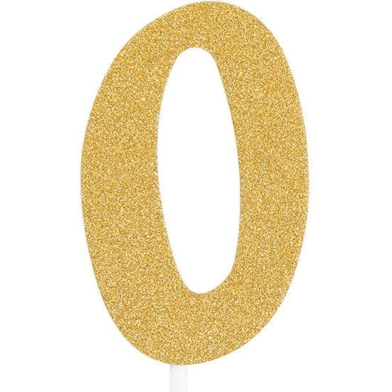 Gold Glitter #0 Cake Topper