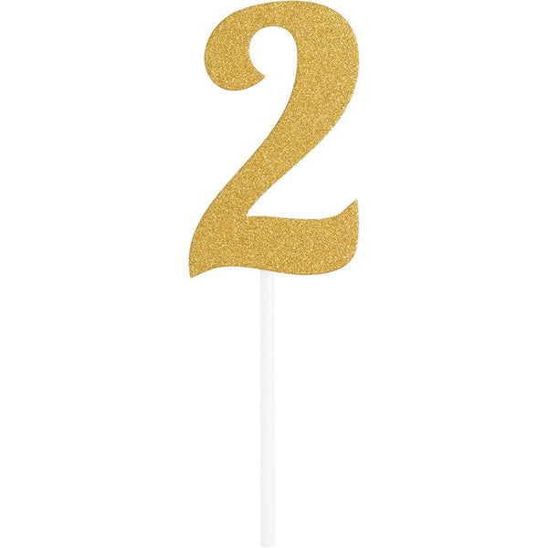 Gold Glitter #2 Cake Topper