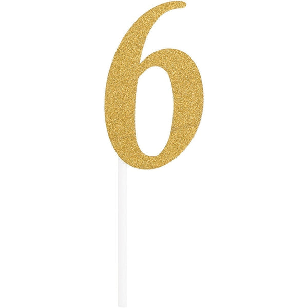 Gold Glitter #6 Cake Topper
