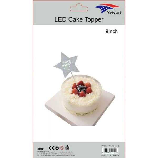 Cake Topper - Light-Up Birthday Star Silver