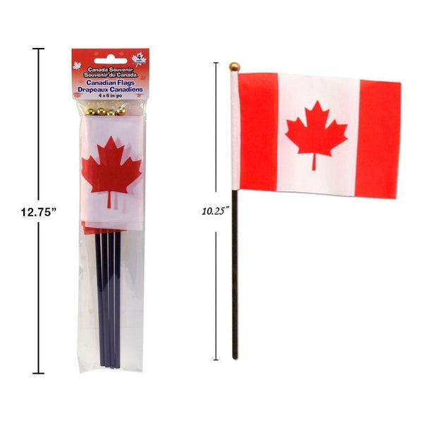 Canada 4Pkg 4" X 6" Flags, W/10.25" Pole