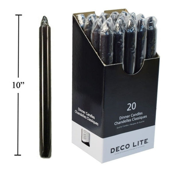 Deco L.10" Dinner Candle, Black,