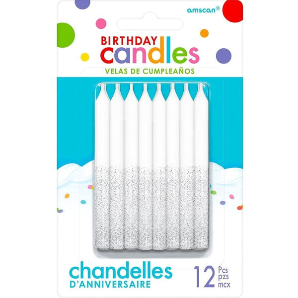 Glitter Dip Candle - Silver