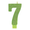 Numeral #7 Large Glitter Candle - Kiwi