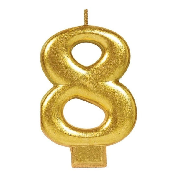 Numeral #8 Metallic Candle - Gold