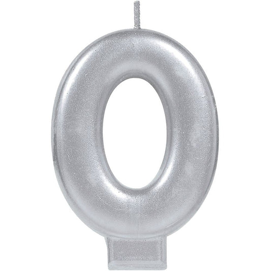 Numeral Metallic Candle #0 - Silver