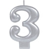 Numeral Metallic Candle #3 - Silver