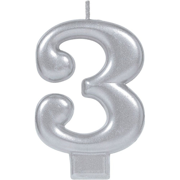 Numeral Metallic Candle #3 - Silver