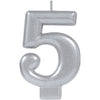 Numeral Metallic Candle #5 - Silver