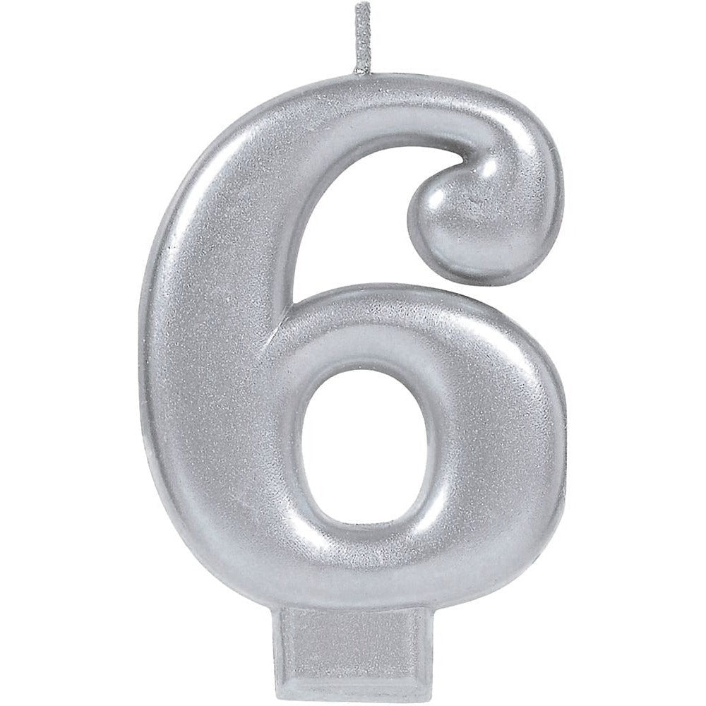 Numeral Metallic Candle #6 - Silver