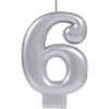 Numeral Metallic Candle #6 - Silver