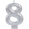 Numeral Metallic Candle #8 - Silver