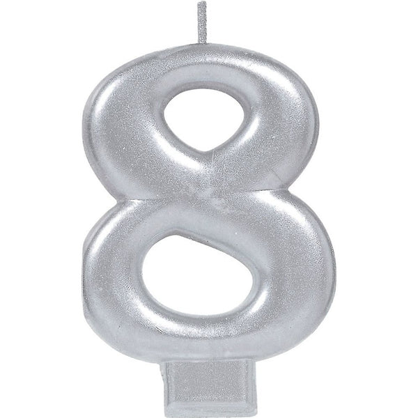 Numeral Metallic Candle #8 - Silver