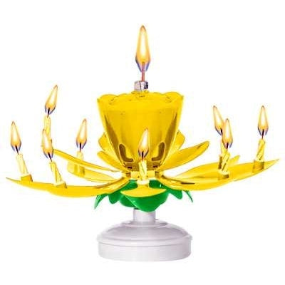 Candle - Spinning Musical Flower Yellow