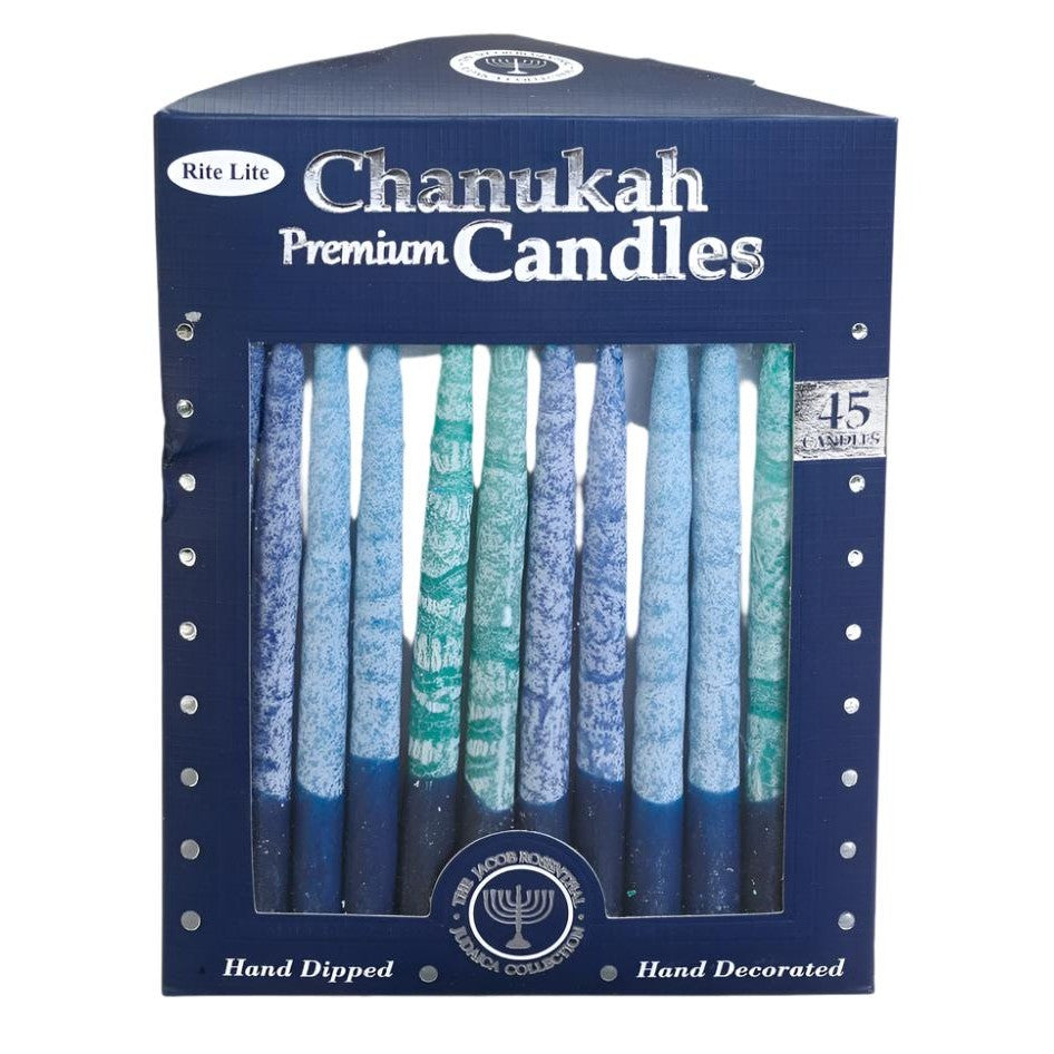 Chanukah Candles,Premium, Hand Crafted,Frosted Blues,45/Giftbox
