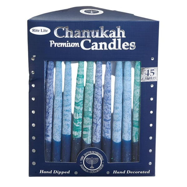 Chanukah Candles,Premium, Hand Crafted,Frosted Blues,45/Giftbox
