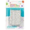 Large Glitter Spiral Candles - White