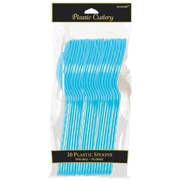 Caribbean Blue Plastic Spoons
