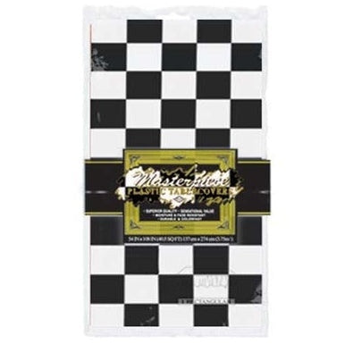 Checkered Tablecover Black & White; Plastic