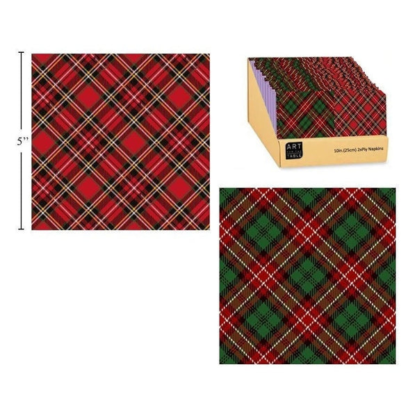 Christmas Plaid Beverage Napkin