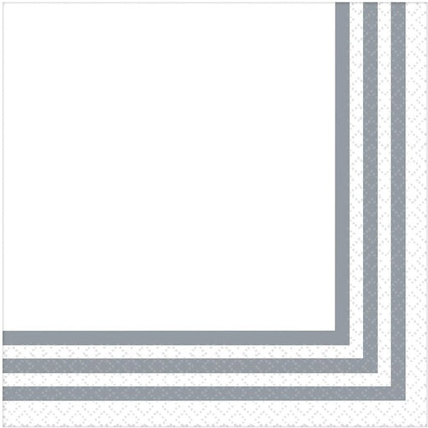 Classic Stripe Silver Beverage Napkins