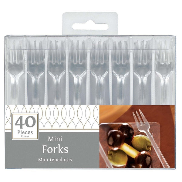 Clear Plastic Mini Forks 4" 40 Count