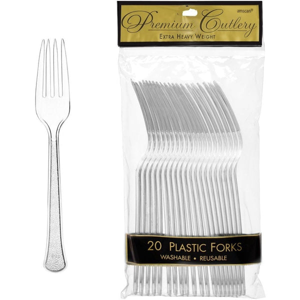 Clear Premium Heavy Weight Plastic Forks 20 Count