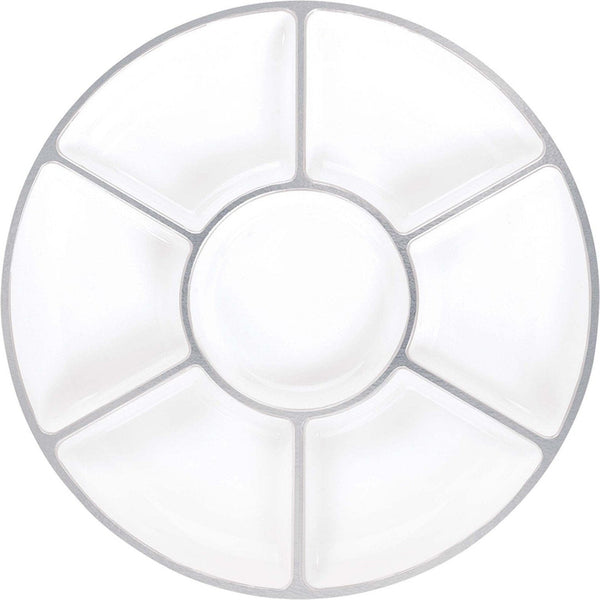 Compartment Tray - White W/Silver