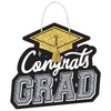 Congrats Grad Value Glitter Sign - Black, Silver, Gold