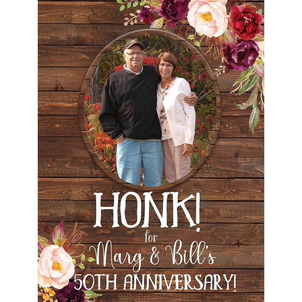 Customizable Yard Sign / Lawn Sign Anniversary Wood Frame W/PiCounture