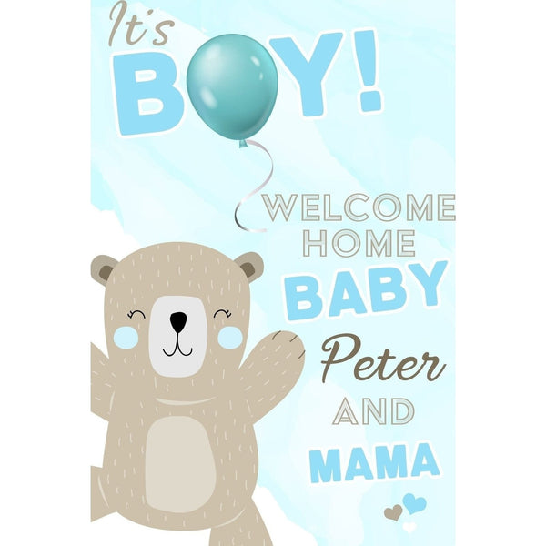 Customizable Yard Sign / Lawn Sign Baby Shower Teddy Bear Blue