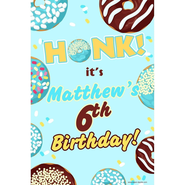 Customizable Yard Sign / Lawn Sign Birthday Donut Blue
