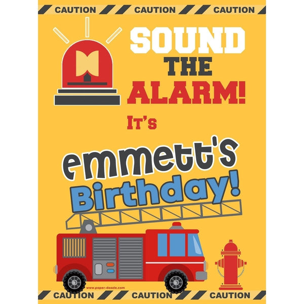 Customizable Yard Sign / Lawn Sign Birthday Firetruck