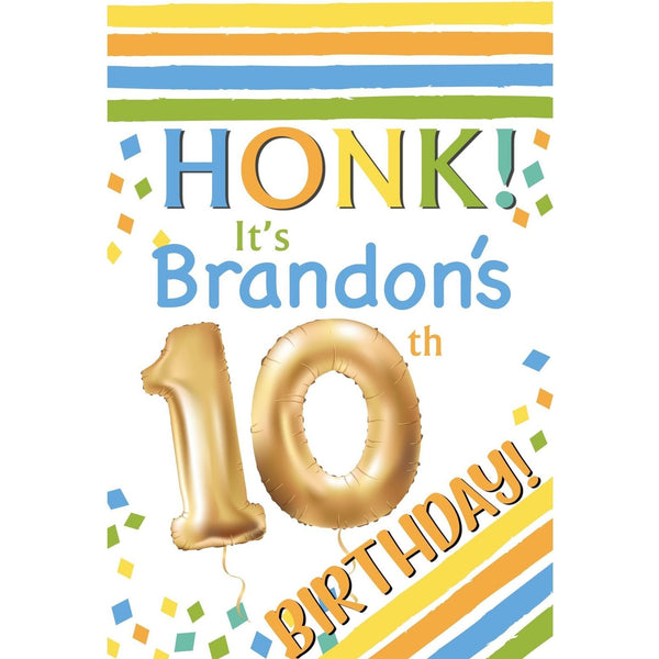 Customizable Yard Sign / Lawn Sign Birthday Gold Balloon