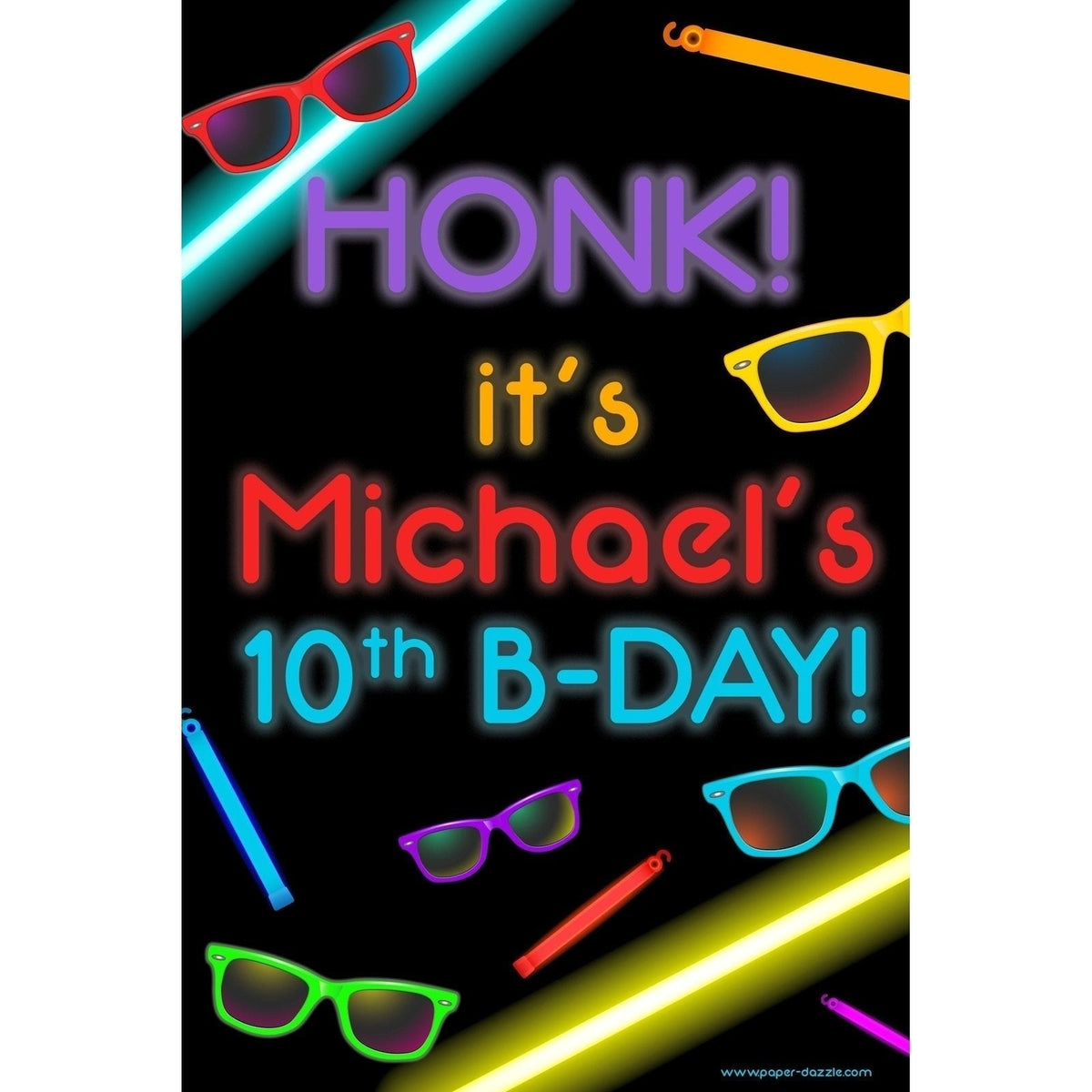 Customizable Yard Sign / Lawn Sign Birthday Neon Glow