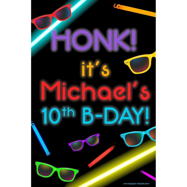 Customizable Yard Sign / Lawn Sign Birthday Neon Glow