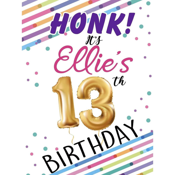 Customizable Yard Sign / Lawn Sign Birthday Rainbow Balloon