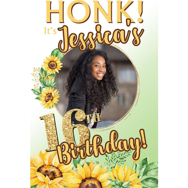 Customizable Yard Sign / Lawn Sign Birthday Sunflower W/PiCounture